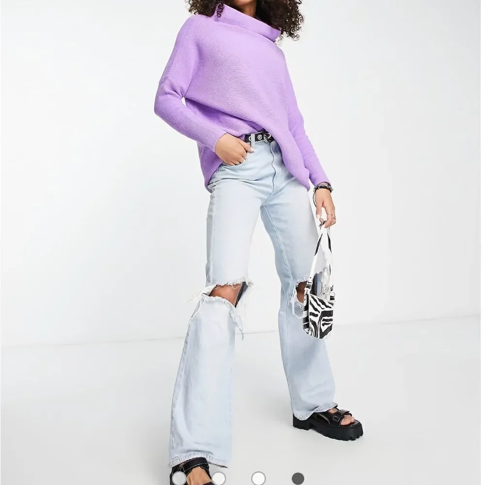 Free People Lavender Cowl Neck Sweater